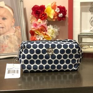Blue Polka Dot Michael Kora Cosmetic Bag
